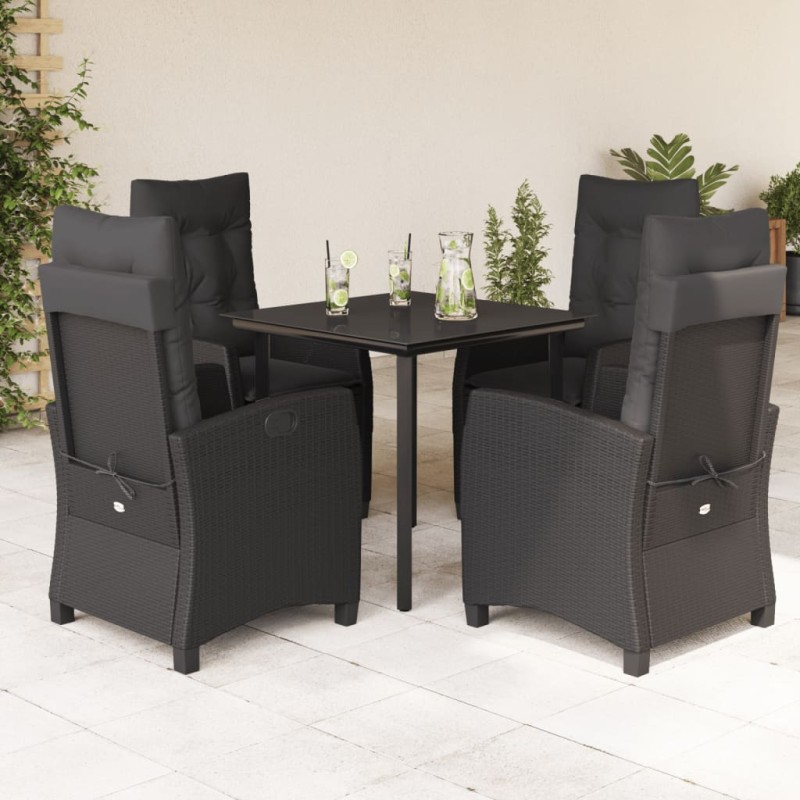 vidaXL Set de muebles jardín 5 pzas con cojines ratán sintético negro vidaXL Set de muebles jardín 5 pzas con cojines ratán sintético negro