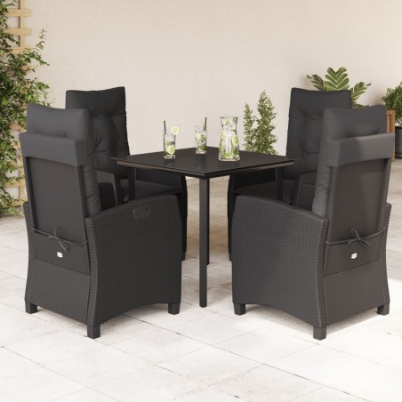 vidaXL Set de muebles jardín 5 pzas con cojines ratán sintético negro