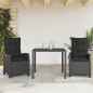 vidaXL Set comedor de jardín 3 pzas con cojines ratán sintético negro vidaXL Set comedor de jardín 3 pzas con cojines ratán sintético negro
