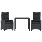 vidaXL Set comedor de jardín 3 pzas con cojines ratán sintético negro vidaXL Set comedor de jardín 3 pzas con cojines ratán sintético negro