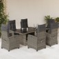 vidaXL Set comedor jardín 7 pzas y cojines ratán sintético gris vidaXL Set comedor jardín 7 pzas y cojines ratán sintético gris