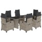 vidaXL Set comedor jardín 7 pzas y cojines ratán sintético gris vidaXL Set comedor jardín 7 pzas y cojines ratán sintético gris