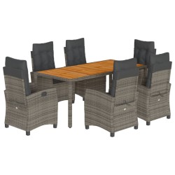 vidaXL Set comedor jardín 7 pzas y cojines ratán sintético gris