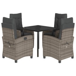 vidaXL Set comedor de jardín 5 piezas con cojines ratán sintético gris