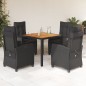vidaXL Set de muebles jardín 5 pzas con cojines ratán sintético negro vidaXL Set de muebles jardín 5 pzas con cojines ratán sintético negro