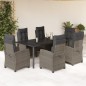 vidaXL Set comedor jardín 7 pzas y cojines ratán sintético gris vidaXL Set comedor jardín 7 pzas y cojines ratán sintético gris