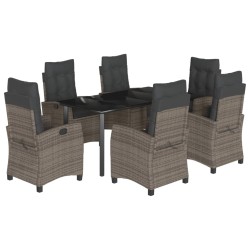 vidaXL Set comedor jardín 7 pzas y cojines ratán sintético gris