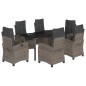 vidaXL Set comedor jardín 7 pzas y cojines ratán sintético gris vidaXL Set comedor jardín 7 pzas y cojines ratán sintético gris