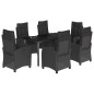 vidaXL Set de comedor de jardín 7 pzas y cojines ratán sintético negro vidaXL Set de comedor de jardín 7 pzas y cojines ratán sintético negro