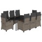 vidaXL Set comedor jardín 9 pzas y cojines ratán sintético gris
