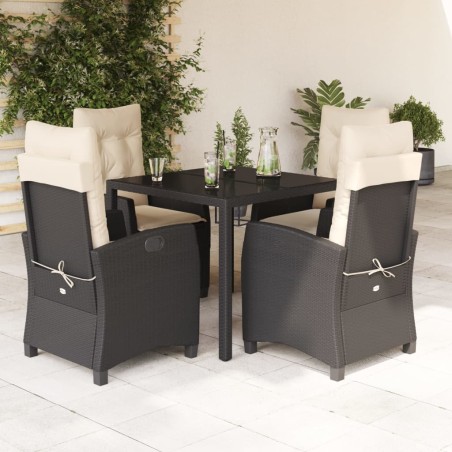 vidaXL Set de muebles jardín 5 pzas con cojines ratán sintético negro