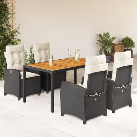 vidaXL Set de muebles jardín 5 pzas con cojines ratán sintético negro