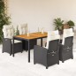 vidaXL Set de muebles jardín 5 pzas con cojines ratán sintético negro vidaXL Set de muebles jardín 5 pzas con cojines ratán sintético negro