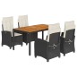 vidaXL Set de muebles jardín 5 pzas con cojines ratán sintético negro vidaXL Set de muebles jardín 5 pzas con cojines ratán sintético negro