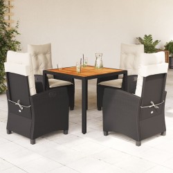 vidaXL Set de muebles jardín 5 pzas con cojines ratán sintético negro