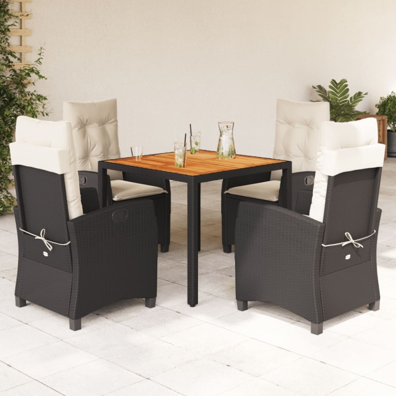 vidaXL Set de muebles jardín 5 pzas con cojines ratán sintético negro vidaXL Set de muebles jardín 5 pzas con cojines ratán sintético negro