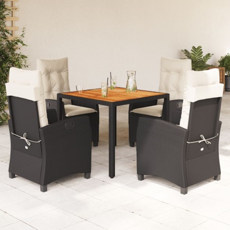 vidaXL Set de muebles jardín 5 pzas con cojines ratán sintético negro