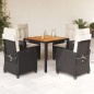 vidaXL Set de muebles jardín 5 pzas con cojines ratán sintético negro vidaXL Set de muebles jardín 5 pzas con cojines ratán sintético negro