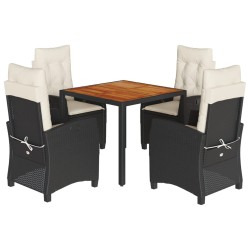 vidaXL Set de muebles jardín 5 pzas con cojines ratán sintético negro