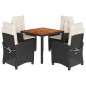 vidaXL Set de muebles jardín 5 pzas con cojines ratán sintético negro vidaXL Set de muebles jardín 5 pzas con cojines ratán sintético negro