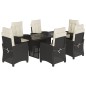vidaXL Set de comedor de jardín 7 pzas y cojines ratán sintético negro vidaXL Set de comedor de jardín 7 pzas y cojines ratán sintético negro