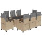 vidaXL Set comedor de jardín 9 pzas con cojines ratán sintético beige vidaXL Set comedor de jardín 9 pzas con cojines ratán sintético beige