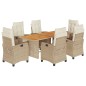 vidaXL Set comedor de jardín 7 pzas con cojines ratán sintético beige vidaXL Set comedor de jardín 7 pzas con cojines ratán sintético beige
