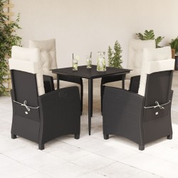 vidaXL Set de muebles jardín 5 pzas con cojines ratán sintético negro