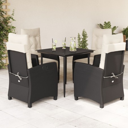 vidaXL Set de muebles jardín 5 pzas con cojines ratán sintético negro