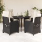 vidaXL Set de muebles jardín 5 pzas con cojines ratán sintético negro vidaXL Set de muebles jardín 5 pzas con cojines ratán sintético negro