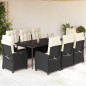 vidaXL Set de comedor de jardín 9 pzas y cojines ratán sintético negro vidaXL Set de comedor de jardín 9 pzas y cojines ratán sintético negro