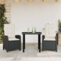 vidaXL Set comedor de jardín 3 pzas con cojines ratán sintético negro vidaXL Set comedor de jardín 3 pzas con cojines ratán sintético negro