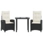vidaXL Set comedor de jardín 3 pzas con cojines ratán sintético negro vidaXL Set comedor de jardín 3 pzas con cojines ratán sintético negro
