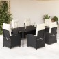 vidaXL Set de comedor de jardín 7 pzas y cojines ratán sintético negro vidaXL Set de comedor de jardín 7 pzas y cojines ratán sintético negro
