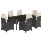 vidaXL Set de comedor de jardín 7 pzas y cojines ratán sintético negro vidaXL Set de comedor de jardín 7 pzas y cojines ratán sintético negro