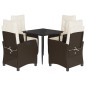 vidaXL Set comedor de jardín 5 piezas y cojines ratán sintético marrón vidaXL Set comedor de jardín 5 piezas y cojines ratán sintético marrón