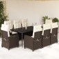 vidaXL Set comedor para jardín 9 pzas y cojines ratán sintético marrón vidaXL Set comedor para jardín 9 pzas y cojines ratán sintético marrón