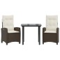 vidaXL Set comedor de jardín 3 piezas y cojines ratán sintético marrón vidaXL Set comedor de jardín 3 piezas y cojines ratán sintético marrón