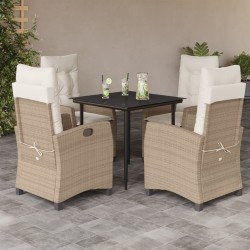 vidaXL Set comedor de jardín 5 pzas con cojines ratán sintético beige