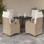 vidaXL Set comedor de jardín 5 pzas con cojines ratán sintético beige vidaXL Set comedor de jardín 5 pzas con cojines ratán sintético beige