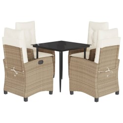vidaXL Set comedor de jardín 5 pzas con cojines ratán sintético beige
