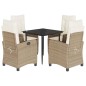 vidaXL Set comedor de jardín 5 pzas con cojines ratán sintético beige vidaXL Set comedor de jardín 5 pzas con cojines ratán sintético beige