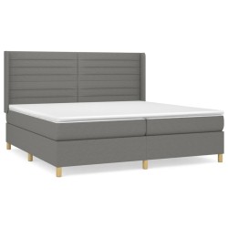 vidaXL Cama box spring con colchón tela gris oscuro 200x200 cm