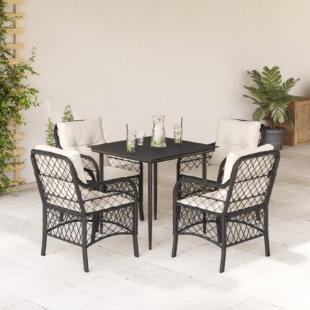 vidaXL Set de muebles jardín 5 pzas con cojines ratán sintético negro