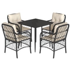 vidaXL Set de muebles jardín 5 pzas con cojines ratán sintético negro