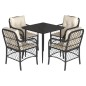 vidaXL Set de muebles jardín 5 pzas con cojines ratán sintético negro