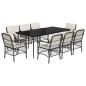 vidaXL Set de comedor de jardín 9 pzas y cojines ratán sintético negro vidaXL Set de comedor de jardín 9 pzas y cojines ratán sintético negro