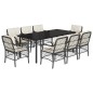 vidaXL Set de comedor de jardín 9 pzas y cojines ratán sintético negro vidaXL Set de comedor de jardín 9 pzas y cojines ratán sintético negro