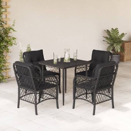vidaXL Set de muebles jardín 5 pzas con cojines ratán sintético negro