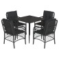 vidaXL Set de muebles jardín 5 pzas con cojines ratán sintético negro vidaXL Set de muebles jardín 5 pzas con cojines ratán sintético negro